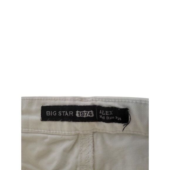 Big Star 1974 Jean Shorts Women Sz 26 Alex Mid Rise Fit‎ White Cut Off Western - Picture 5 of 6